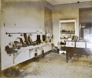 Sala de preparação, montagens e determinações do Serviço de Assistência ao Ensino da História Natural. Fonte: Relatório anual da 5ª seção de 1929 . (SEMEAR/MN)